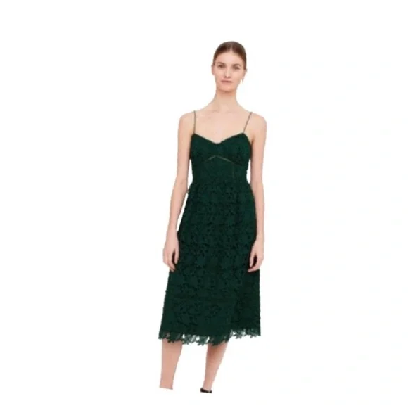 Club Monaco Bolsti Green Lace Overlace Midi Dress Size 2